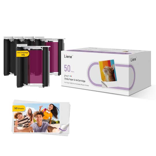 Liene® Pearl N200 Pro 2" x 3" Dye-Sublimation Photo Paper & Ink Cartridges